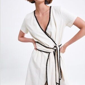 Zara Wrap Dress with Black Trim